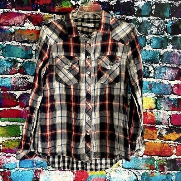 Kenneth Cole Reaction Size medium Button Front Plaid Flannel Shirt - Picture 1 of 5